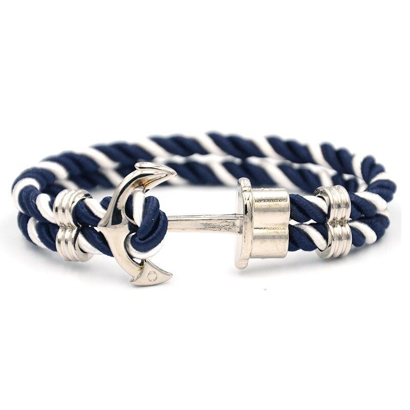 Luxury Modern Handmade Stainless Stell Men Anchor Bracelet made of Nylon in Navy Blue Color For Man - SJB-DIAMOND ELITES