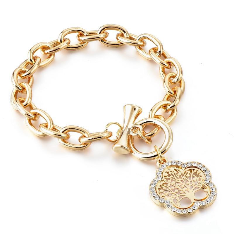Modern New Fashion Elegant Chain Medalon Bracelet Amazing Luxury Classic Bracelet Women's Gold Bracelets Vintage Tree Of Life - SJB-DIAMOND ELITES