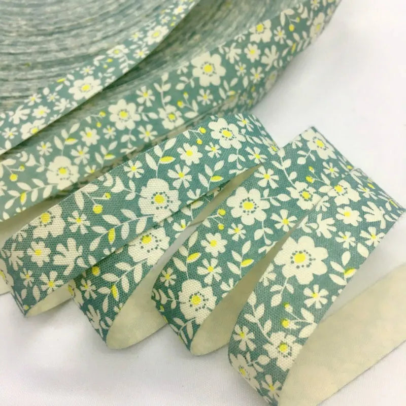5Y 1.5cm/2.5cm Flowers Printed Cotton Floral Ribbon For Handmade DIY Craft Scrapbook Gift Packing Easter Wedding Christmas Deco Lootquake LLC