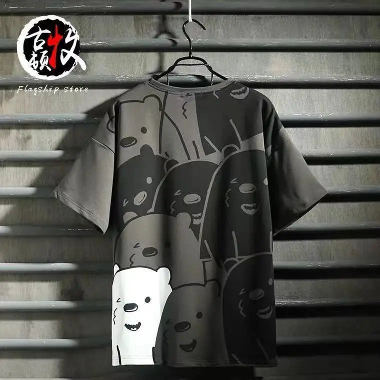 Old style hip hop fashion men's short sleeve T-shirt color matching style tooling 5-sleeve men's T-shirt Lootquake LLC