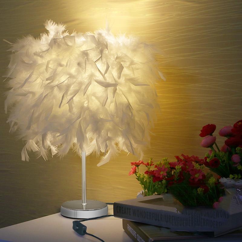 STEVVEX Reading Room Luxury Interesting Decor Heart Shape Feather Crystal Lamp Table Lamp for bedroom Light art decor home planetarium - SJB-DIAMOND ELITES