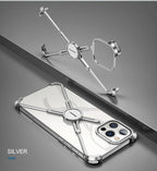 Luxury Phone Case For iPhone 12 Pro Metal Frame Shape Shockproof Cover Bumper Back Cool Case Aluminum Metal X-Frame Support Bumpers Compatible iPhone Stevvex