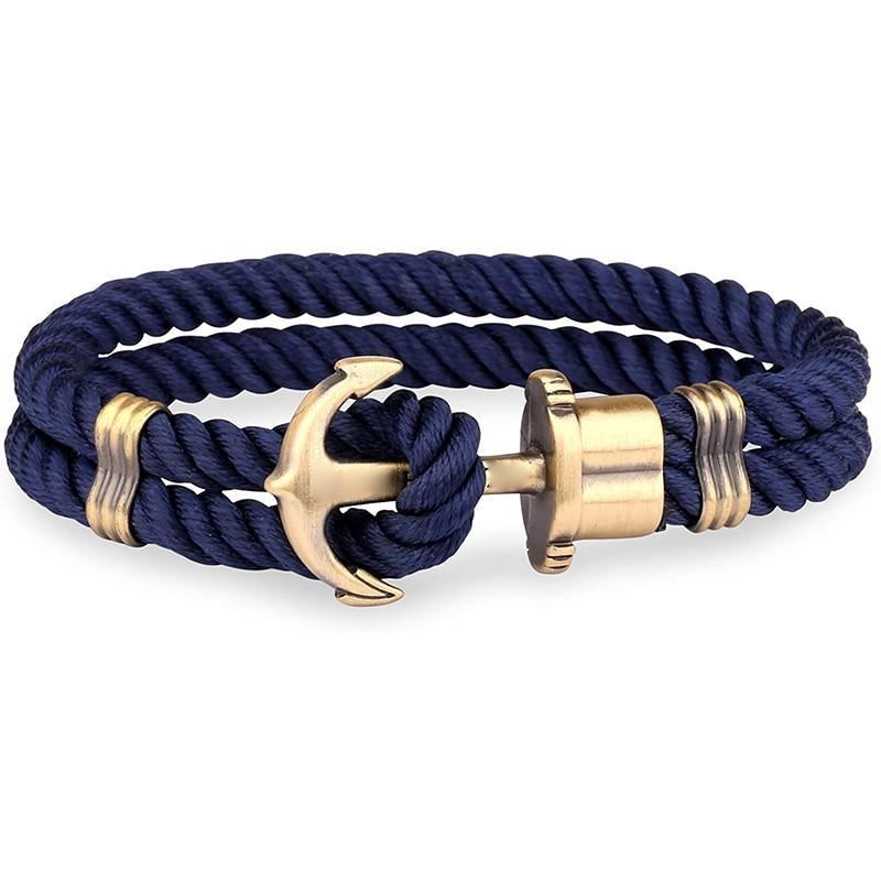 Luxury Modern Handmade Stainless Stell Men Anchor Bracelet made of Nylon in Navy Blue Color For Man - SJB-DIAMOND ELITES