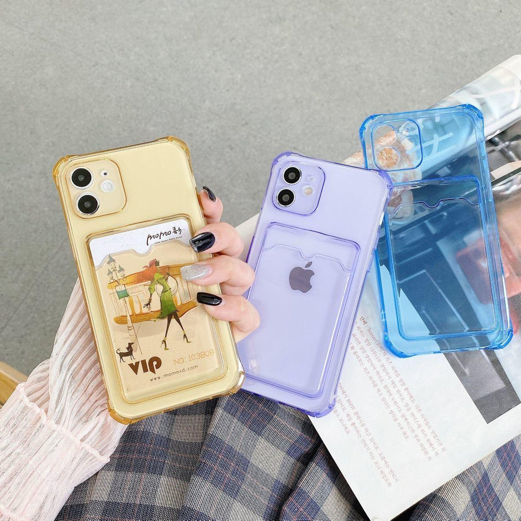 Transparent Wallet Case For iPhone 14 13 12 Pro Max Mini  Shockproof Cover with Card Slots Pockets Slim Fit Thin Protective Soft Shock-Absorbing Lightweight Wallet Case Stevvex