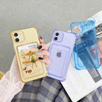 Transparent Wallet Case For iPhone 14 13 12 Pro Max Mini  Shockproof Cover with Card Slots Pockets Slim Fit Thin Protective Soft Shock-Absorbing Lightweight Wallet Case Stevvex