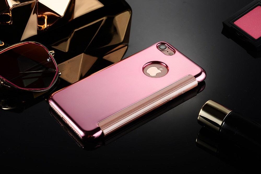 Luxury iphone Flip Case iphone 11 12 13 14 Cover Clear View Windows Mirror Magnetized Simple Closure Unique Flip Phone Stylish Case For iPhone Stevvex
