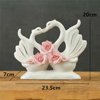 2PCS Swan Statue Pretty Creative Swan Sculpture Figurines Ceramic Crafts Art Home Decoration Accessories1 Pair Wedding Gift Lootquake LLC