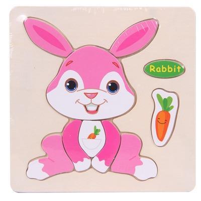 Baby Toys Wooden 3D Puzzle Cartoon Animal Intelligence Kids Educational Brain Teaser Children Tangram Shapes Learning - SJB-DIAMOND ELITES