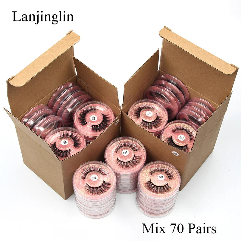 4/100 Pairs Wholesale Fake Lashes 3D Mink Eyelashes Fluffy Dramatic Lashes Cruelty Free False Eye lashes Makeup Tools maquillaje Lootquake LLC