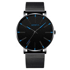 Minimalist Men's Fashion Ultra Thin Watch Simple Men Business Stainless Steel Mesh Belt Quartz Watch Relogio Masculino - SJB-DIAMOND ELITES