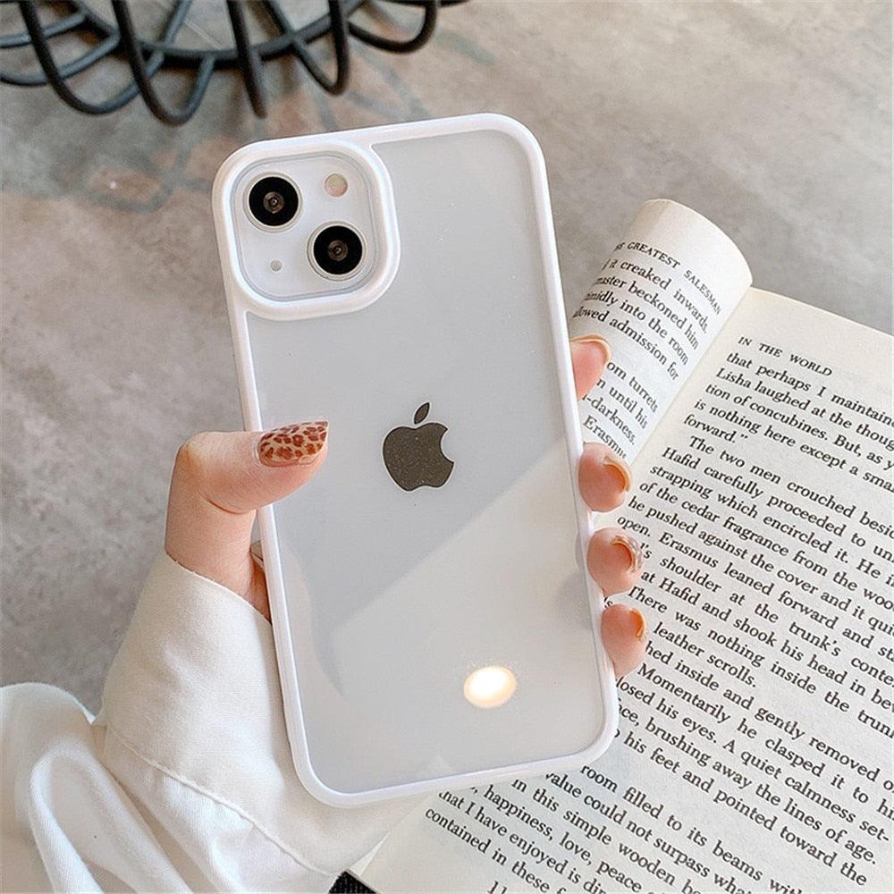 Unisex Cute Shockproof Silicone Bumper Phone Case For iPhone 14 11 12 13 Pro Max Colorful Transparent Protection Back Cover Silicone Protective Cover For iPhone Stevvex