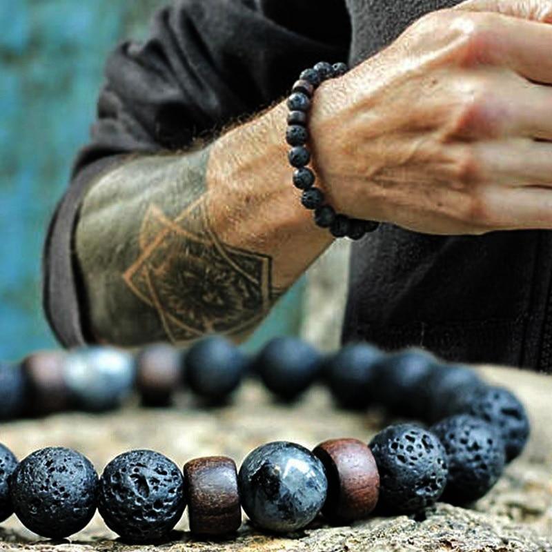 Lava Stone Men Wrist  Bracelet Natural Moonstone Bead Tibetan  Chakra Diffuser Bracelets For Men Jewelry Cool Gifts - SJB-DIAMOND ELITES