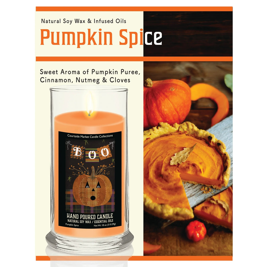 TD Courtside Market Boo Pumpkin Scented Candle Halloween Collection Glass Votive with Boo Design Lootquake LLC