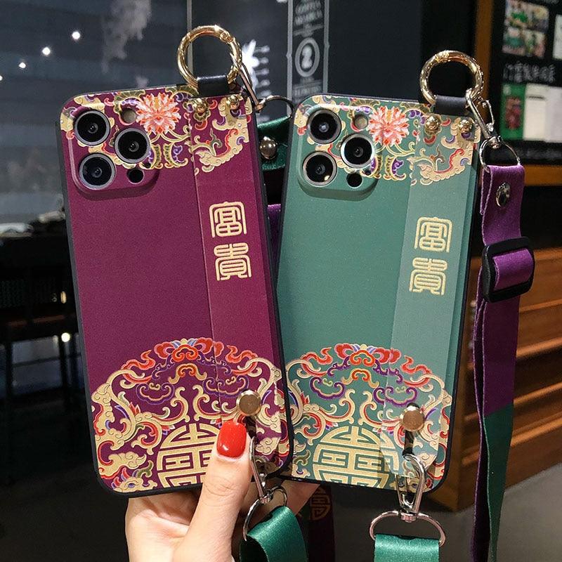 Ultra Luxury Case Cute Flower Design with Ring Kickstand Soft Crossbody Phone Cover for iPhone 13 14 Pro Max Case Fashion Crossbody Shoulder Strap Flower Leaf Phone Holder Cover for iPhone 12 11 X XR XS 7 8 Plus Stevvex