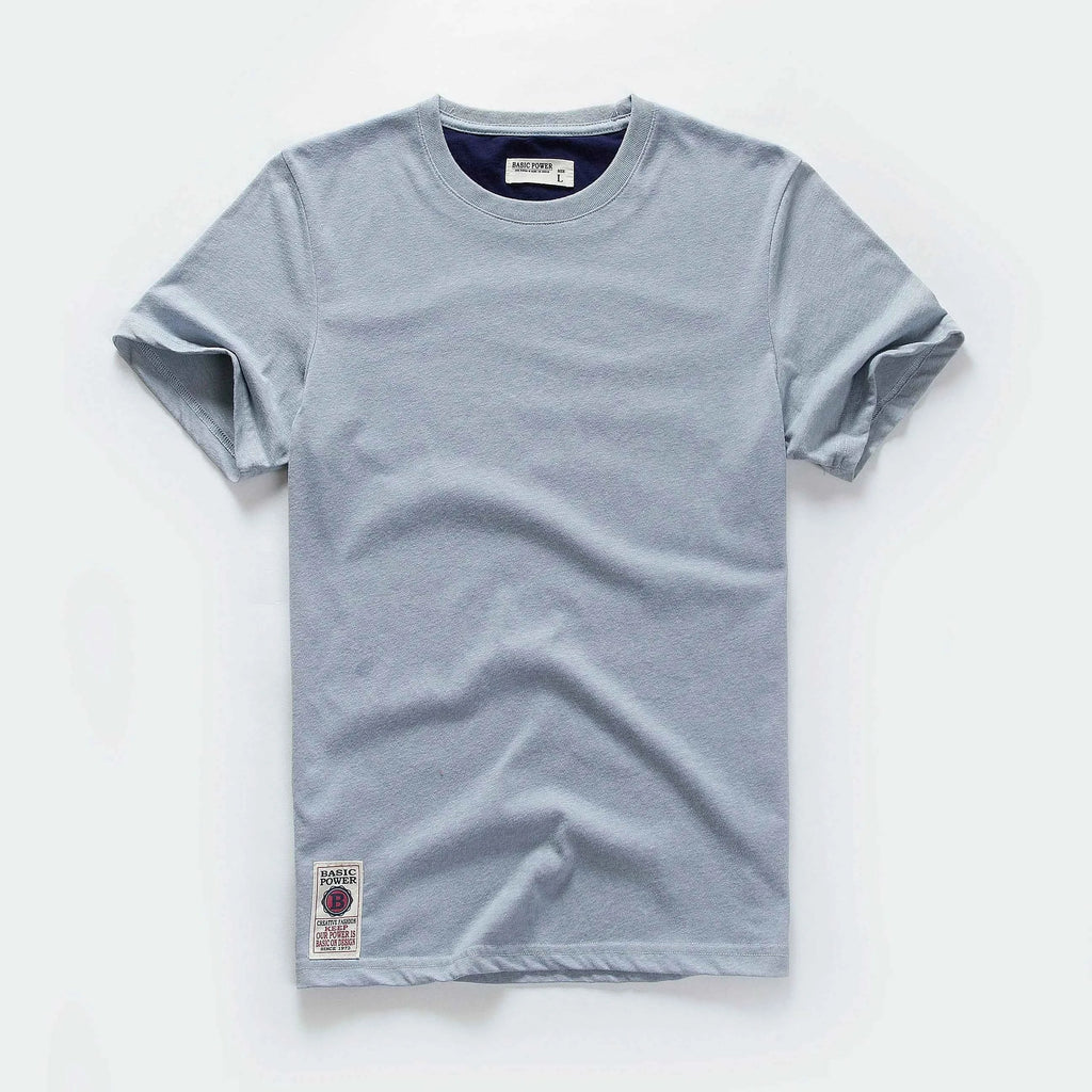 Classic Cotton Men's Solid O-Neck Tee THRIXINE