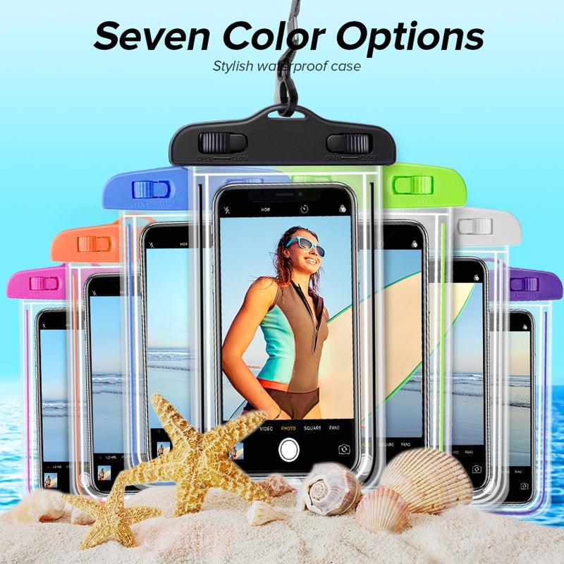 Swimming Bags Waterproof Phone Case Water proof Bag Mobile Phone Pouch Cover for iPhone 12 Pro Xs Max XR X 8 7 Phone Case Bag With Lanyard Compatible with iPhone Stevvex