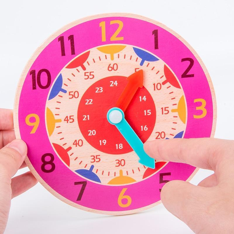 Children Montessori Wooden Clock Toys Hour Minute Second Cognition Colorful Clocks Toys for Kids Early Preschool Teaching Aids - SJB-DIAMOND ELITES