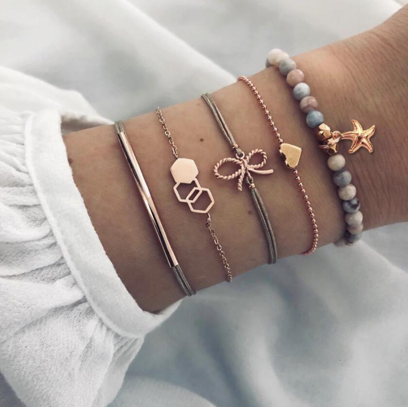 Boho Rose Map Bracelets & Bangles for Women Bohemian Round  Charm Bracelet Set Fashion Multilayer Accessories Luxury Jewelry - SJB-DIAMOND ELITES