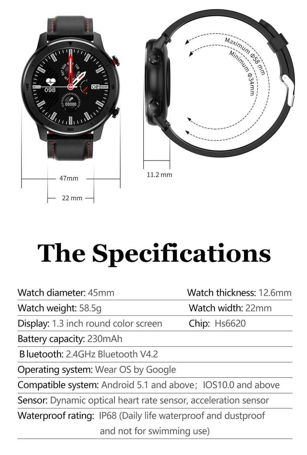 Modern Full Round Touch Display Smart Watch for Men In Business Luxury Style With IP68 Waterproof Protection and Heart Rate Blood Pressure Monitor 5 Days Standby Smartwatch - SJB-DIAMOND ELITES