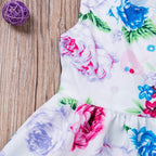 Modern Elegant Baby Girls Kids Summer Floral Dress Princess Party Sleeveless Dresses Headband 2pcs 0-4Y For Party In Flowers Modern Design With Bow