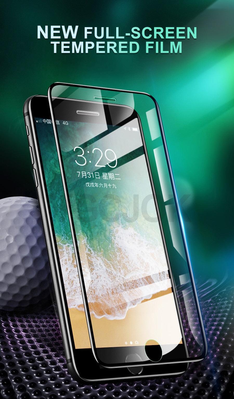 100D Curved Edge Full Cover Tempered Glass On The For iPhone 7 8 Plus Screen Protective Glass For iPhone 7 8 6 6S Plus Film Shock Absorbent Heavy Duty Protective Screen Glass Stevvex