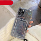 Unique Gradient Women Love Wallet Card Holder Clear Soft Case For iPhone 13 11 12 Pro Max Beautiful Colors Transparent Cover Drop Protection Transparent Phone Cover