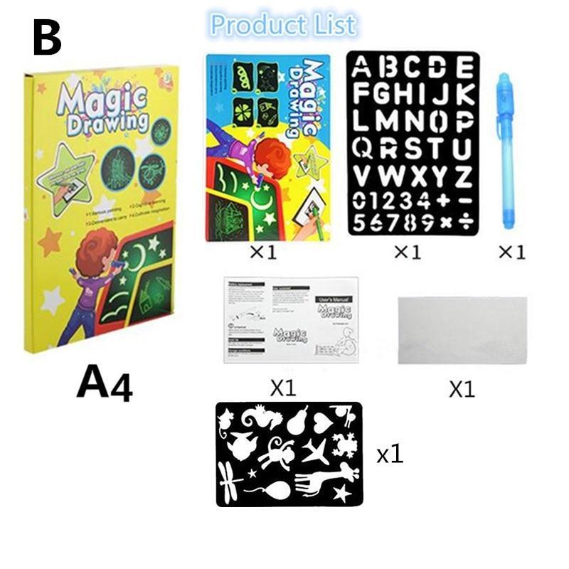 Educational Toy Drawing Board Tablet Graffiti 1pc A4 A3 Led Luminous Magic Raw With Light-fun - SJB-DIAMOND ELITES