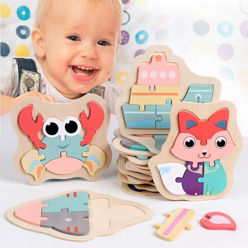 Wooden Children Colorful Animal Stevvex Puzzle for Toddler Creative Puzzle Early Educational Toys for Boys and Girls 2-4 - SJB-DIAMOND ELITES