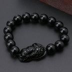 Obsidian Stone Beads Bracelet For Men and Women Unisex Wristband Gold Black Pixiu Wealth and Good Luck Bracelet Design