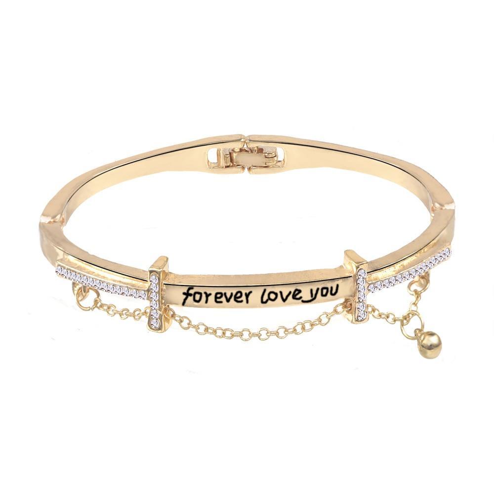 Rose Gold Stainless Steel Bracelets & Bangles Female Heart Forever Love Charm Bracelet For Women - SJB-DIAMOND ELITES