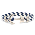 Men Modern Anchor Bracelet Luxury Made Of Elegant Nylon In Luxury Navy Blue-White Anchor Made Of Brass Great Jewelry - SJB-DIAMOND ELITES