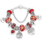 Elegant Modern Amazing Fashion New Luxury Silver Tree of Life Fashion Bracelet Green Leaf Crystal Charm Bracelet - SJB-DIAMOND ELITES