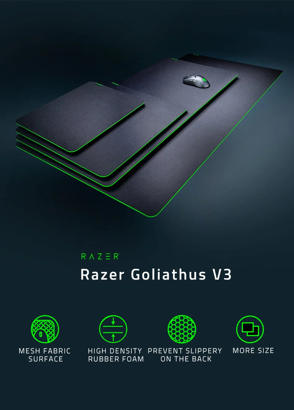 Razer Goliathus V3 Gaming Mouse Pad Soft High-Density Rubber Foam Gaming Mouse Mat Anti-Slip Mouse Mats