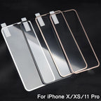 10D Curved Edge Aluminum Alloy Tempered Glass for iPhone X XS MAX 11 12 Pro Max mini 6 6S 7 8 Plus Full Cover Screen Protector  Titanium Alloy Metal Edge Full Coverage Front Tempered Glass Screen Protector for iPhone Stevvex