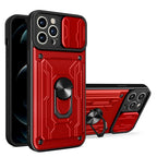 Shockproof Case for iPhone 13 12 11 Pro Max With Card Slot Ring Stand Camera Protection Phone Cover for iPhone XR XS Max Removable Card Holder Ring Holder Shockproof Protection Cover Stevvex