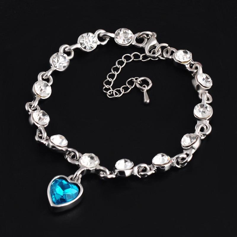 Modern Genuine 925 Sterling Silver Heart Elegant Luxury Bracelets For Women Blue Sapphire Tanzanite Chain Bracelet  Trendy Wedding Gift Fine Jewelry - SJB-DIAMOND ELITES