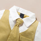 Luxury Modern baby Suit New boy's Jumpsuit Baby Short-sleeved Gentleman Suit Tie Robe summer Suit For Birthday and Party