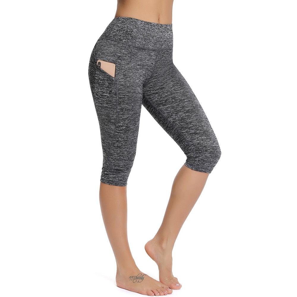 Casual Women's Yoga Pants Gym Fitness Sports Cropped Leggings Pocket Slim Pants Female Solid Color Women's Seamless Scrunch Legging Workout Leggings For Women Lift Tight Gym Yoga Home Pants Stevvex