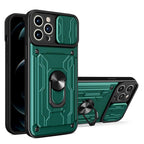 Shockproof Case for iPhone 13 12 11 Pro Max With Card Slot Ring Stand Camera Protection Phone Cover for iPhone XR XS Max Removable Card Holder Ring Holder Shockproof Protection Cover Stevvex