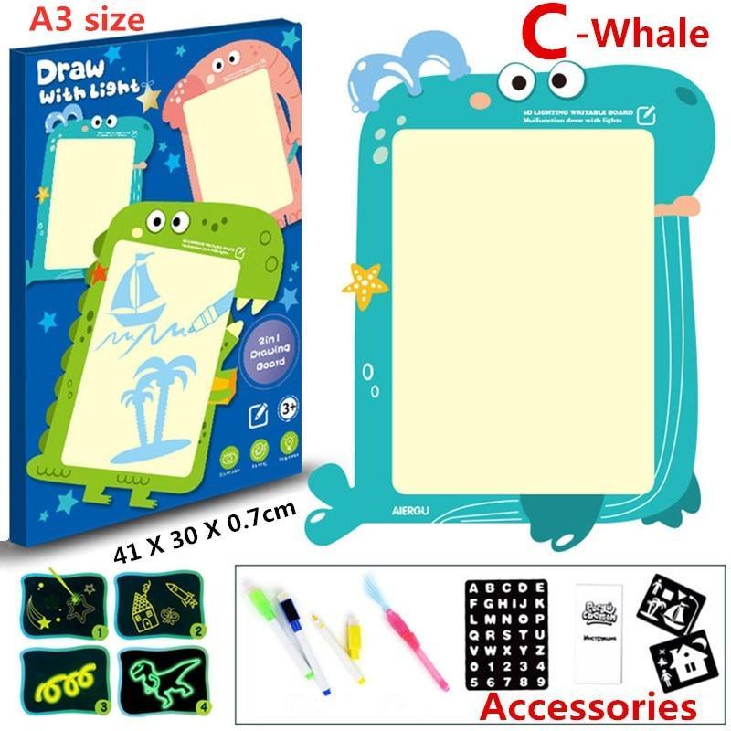 Educational Toy Drawing Board Tablet Graffiti 1pc A4 A3 Led Luminous Magic Raw With Light-fun - SJB-DIAMOND ELITES