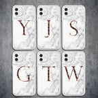 White A-Z Marble Texture Phone Cover For Iphone 12 Mini Soft Silicone Back Case Solid Name Phone Case Luxury Screen Camera Protection Shockproof Soft Cover Stevvex