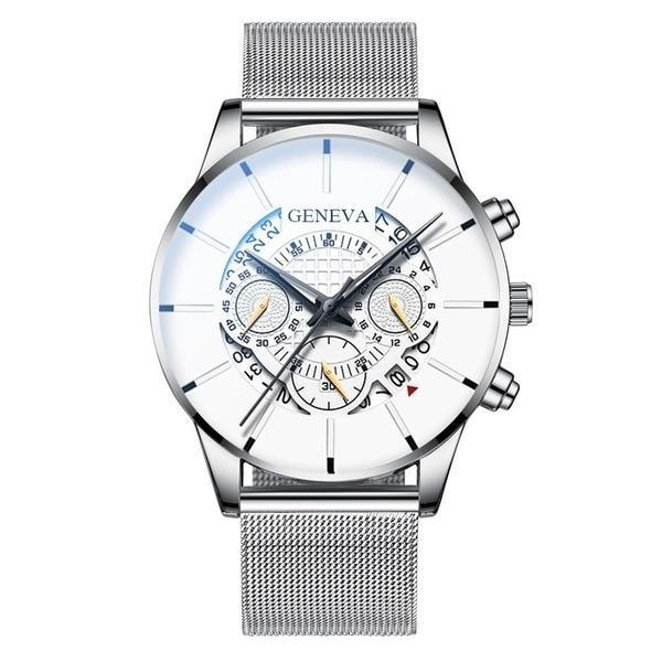 Men's Watch Stainless Steel Calendar Quartz Wristwatch Men Sports Watch Clock Geneva Clock hours For Mens and Boys - SJB-DIAMOND ELITES