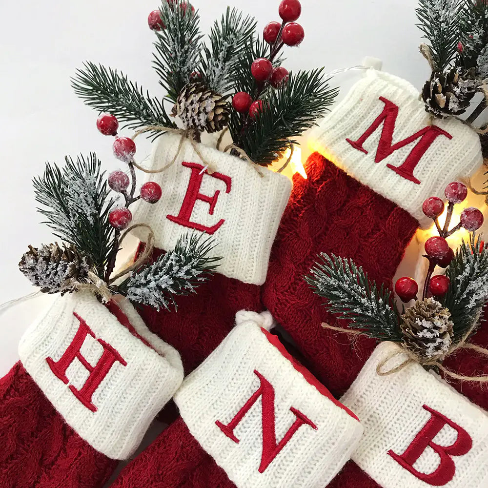 Knitted Christmas Letter Socks Pi-Mart