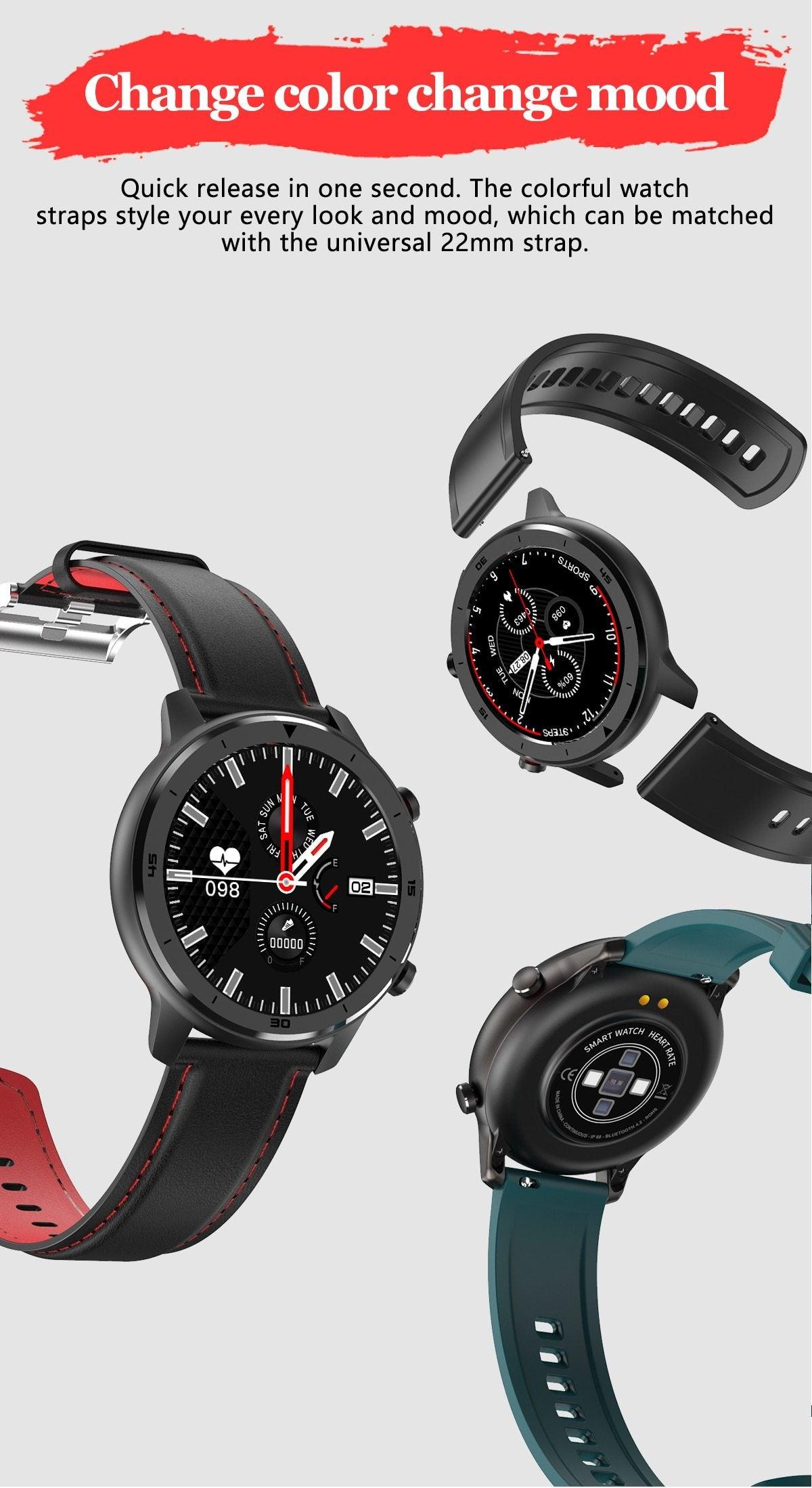 Modern Full Round Touch Display Smart Watch for Men In Business Luxury Style With IP68 Waterproof Protection and Heart Rate Blood Pressure Monitor 5 Days Standby Smartwatch - SJB-DIAMOND ELITES