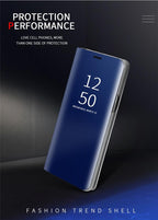 Smart Flip Phone Case For iPhone X XR XS 5 5S SE 7 8 6 6S Plus 11 12 13 Mini Pro Max 2020 Mirror Window Standing Holder Cover  Mirror Screen Smart Plating Case 360 Full Body Ultra Thin Intelligent Protective Case Stevvex
