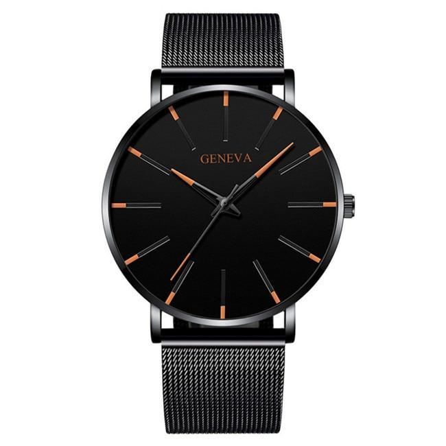 Minimalist Men's Fashion Ultra Thin Watch Simple Men Business Stainless Steel Mesh Belt Quartz Watch Relogio Masculino - SJB-DIAMOND ELITES