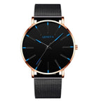 Minimalist Men's Fashion Ultra Thin Watch Simple Men Business Stainless Steel Mesh Belt Quartz Watch Relogio Masculino - SJB-DIAMOND ELITES