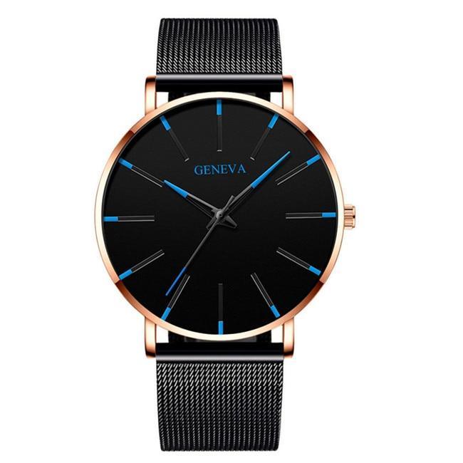Minimalist Men's Fashion Ultra Thin Watch Simple Men Business Stainless Steel Mesh Belt Quartz Watch Relogio Masculino - SJB-DIAMOND ELITES
