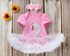 Pink Baby Luxury Bodysuit Infant Girls Princess Puffy Dress Baby Gown Party Wedding Excellent Girls Gift