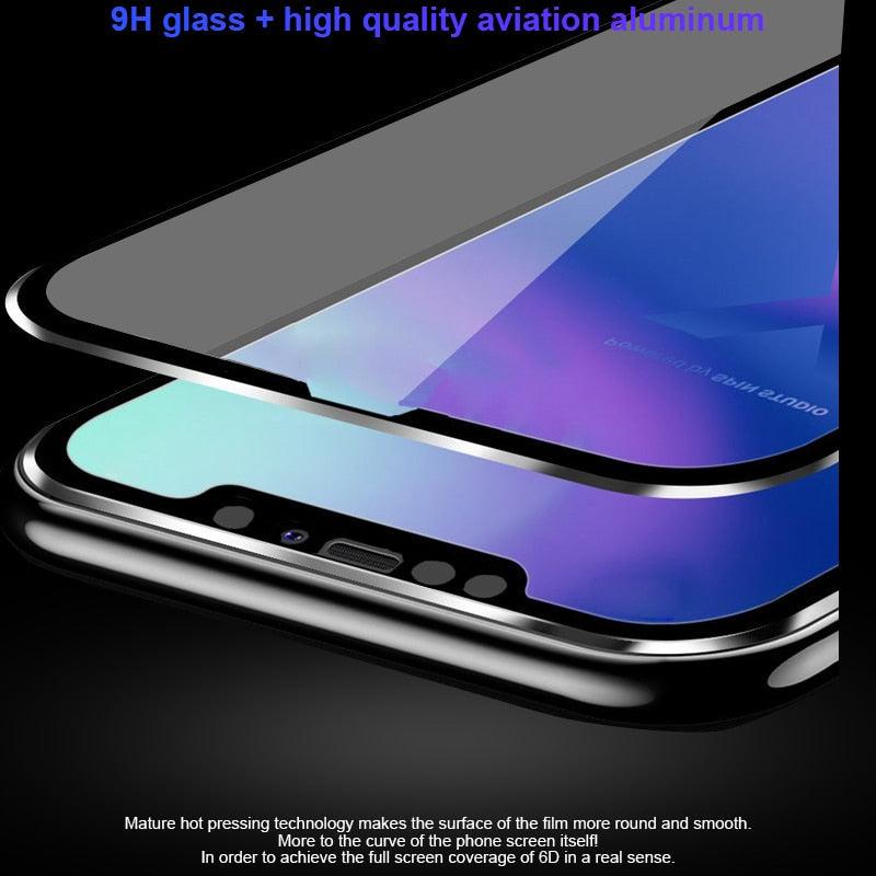 10D Curved Edge Aluminum Alloy Tempered Glass for iPhone X XS MAX 11 12 Pro Max mini 6 6S 7 8 Plus Full Cover Screen Protector  Titanium Alloy Metal Edge Full Coverage Front Tempered Glass Screen Protector for iPhone Stevvex